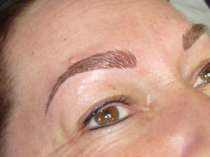 Natural hair simulation brows and upper and lower liner